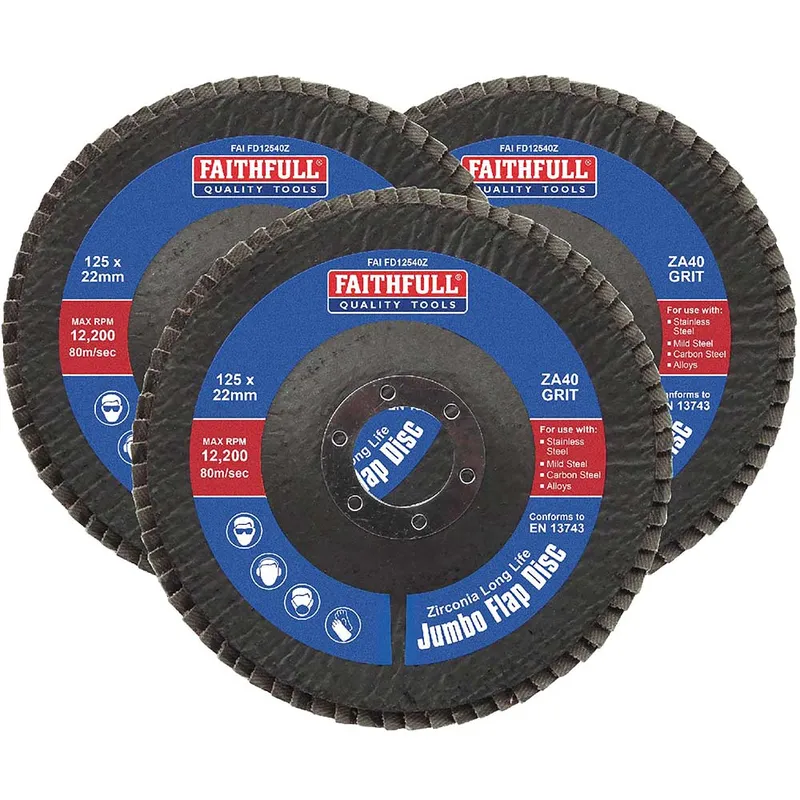 Faithfull FAIFD12540Z3 Zirconia Abrasive Jumbo Flap Disc 125 x 22m...