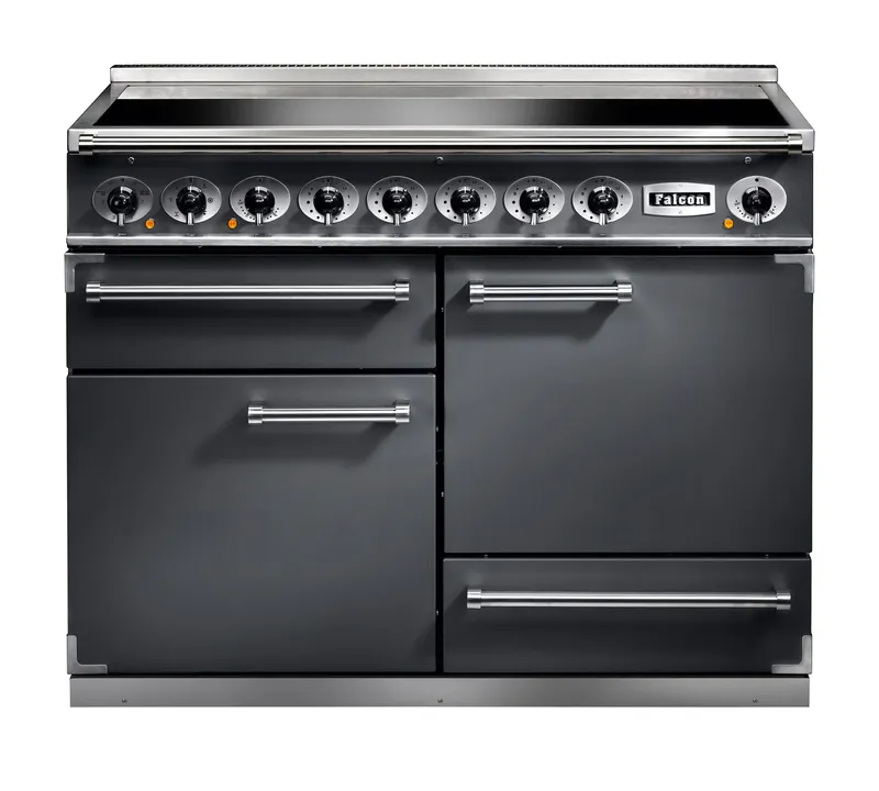 Falcon Deluxe 1092 F1092DXEISL/N-EU 110cm Wide Slate Induction Freestanding Range Cooker - Nickel Trim