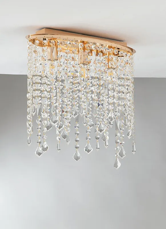 Fan Europe Lighting Breeze Ceiling Light Gold, K9 Crystals 40x36cm
