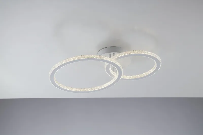 Netlighting Bryant 2 Circular Crystal Semi Flush Ceiling Light 4000K in White White