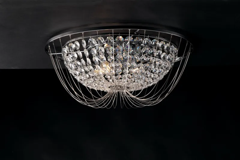 Fan Europe Lighting Vienna Crystal K9 Flush Ceiling Light, Chrome, E14