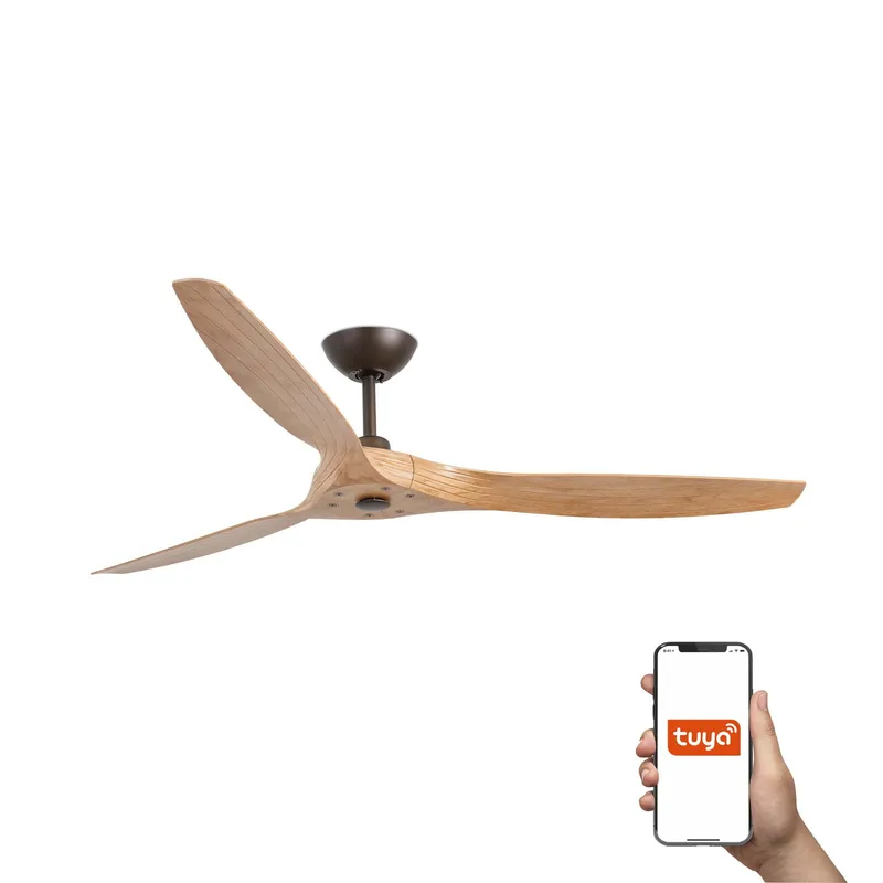 Faro Lighting Morea 152cm Smart Dark Brown Ceiling Fan, Maple Blades