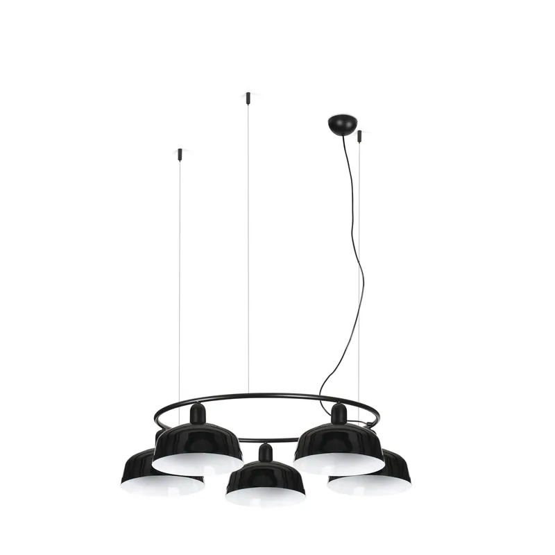 Faro Lighting Tatawin Medium Pendant Ceiling Light , Gloss Black 5x E27