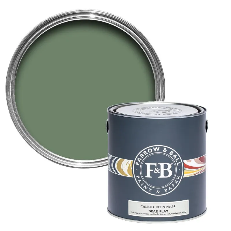 Farrow & Ball Dead Flat, Calke Green No. 34, Ultra Matt Multi-Surface Paint