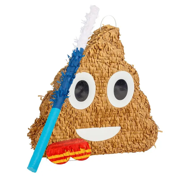 Fax Potato Large Poop Emoji Pinata Party Set - Blue Stick