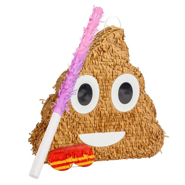 Fax Potato Large Poop Emoji Pinata Party Set - Pink Stick