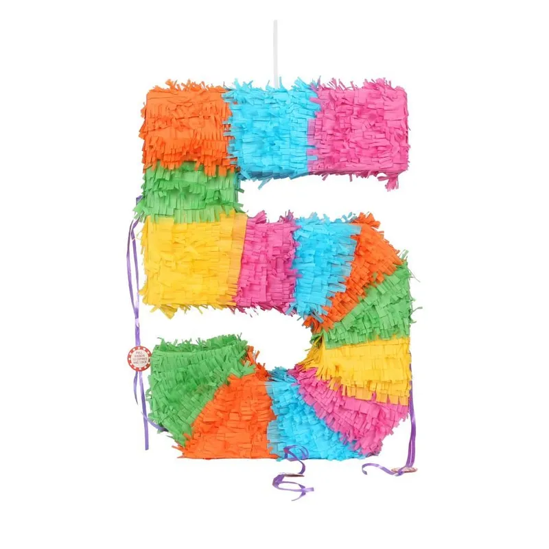 Fax Potato Large Number 5 Pinata Party Set - Pink Stick