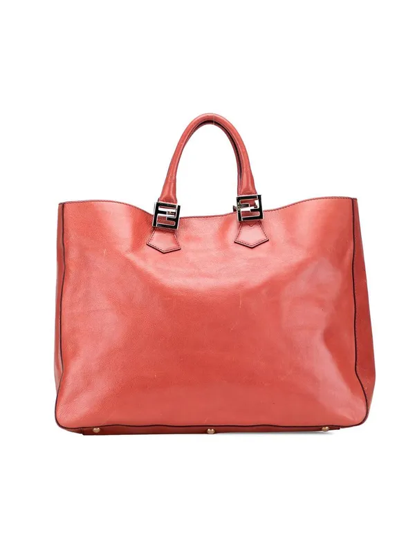 Fendi Women's Preloved Large Leather Twins Tote in Orange Orange female