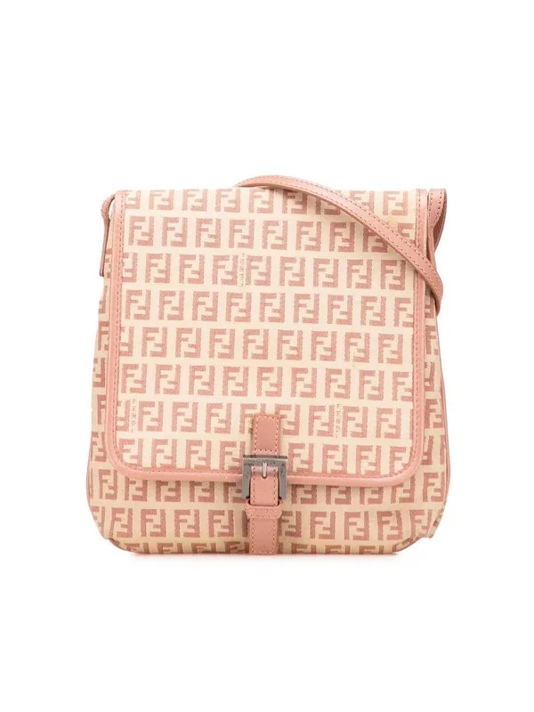 Fendi Women's Preloved Zucchino Canvas Crossbody in Brown Brown female