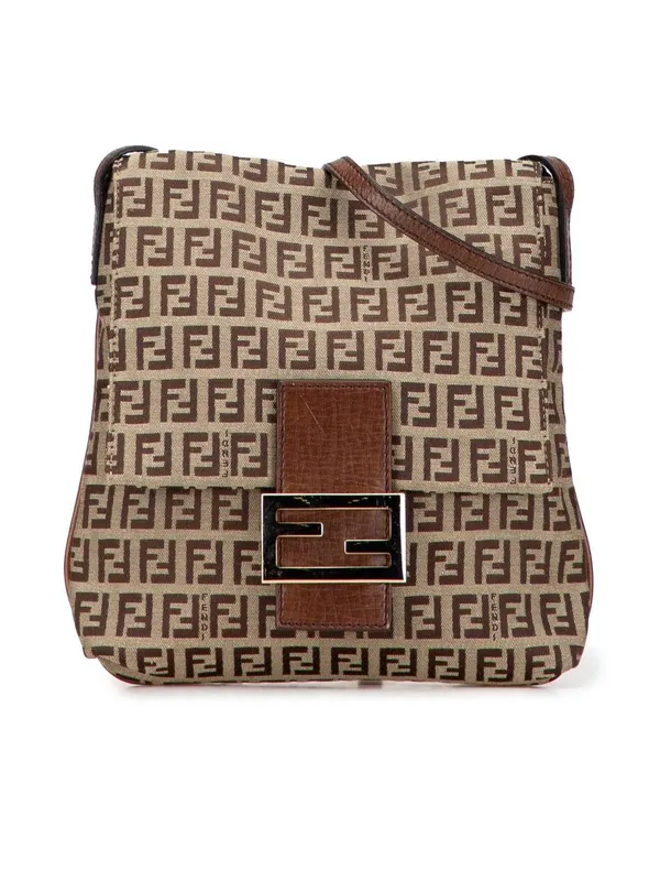 Fendi Women's Preloved Zucchino Canvas Crossbody Bag in Brown - Brown