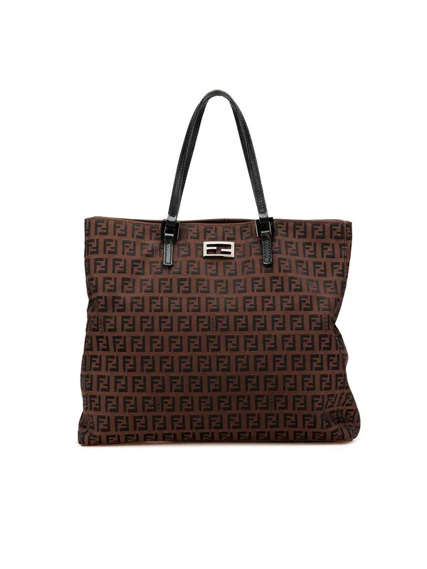 Fendi Women's Preloved Zucchino Canvas Tote in Brown Brown female