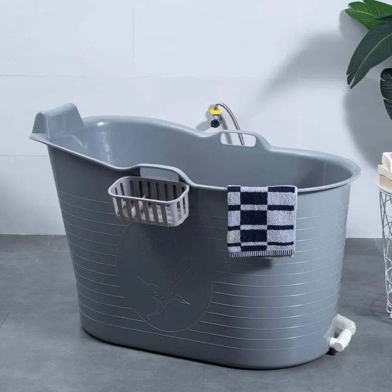Fimous Bathtub for Bathroom, Soaking Bathtub for Hot Bath & Ice Bath Freestanding Bath Tub Grey Grey