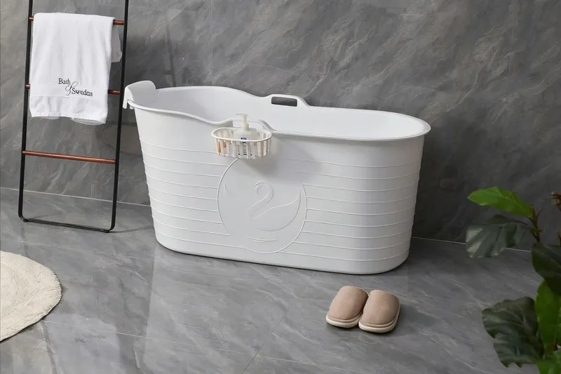 Fimous Bathtub Freestanding Bath for Hot Bath & Ice Bath for Small Bathroom White White