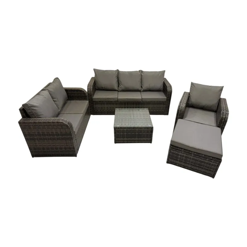Fimous Garden Outdoor Furniture Set with Big Stool Dark Grey Mixed Dark Grey