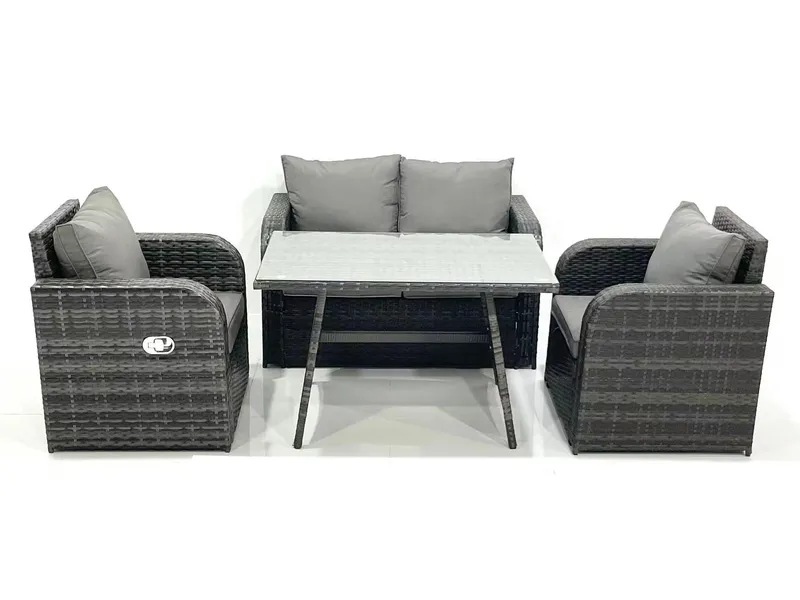 Fimous Outdoor Garden Furniture Set with Reclining Chair Dark Grey Mixed Dark Grey
