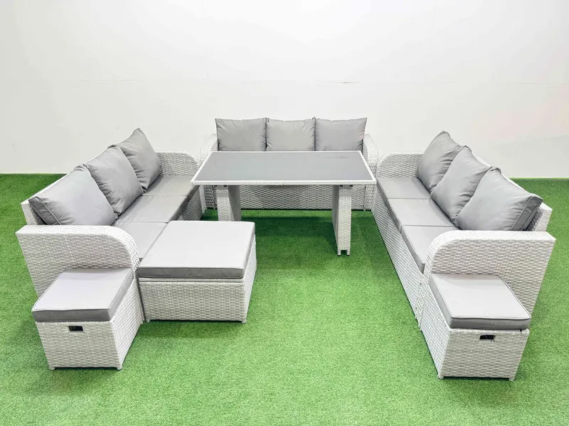 Fimous Patio Garden Furniture Sets with 3 Stool Light Grey Light Grey