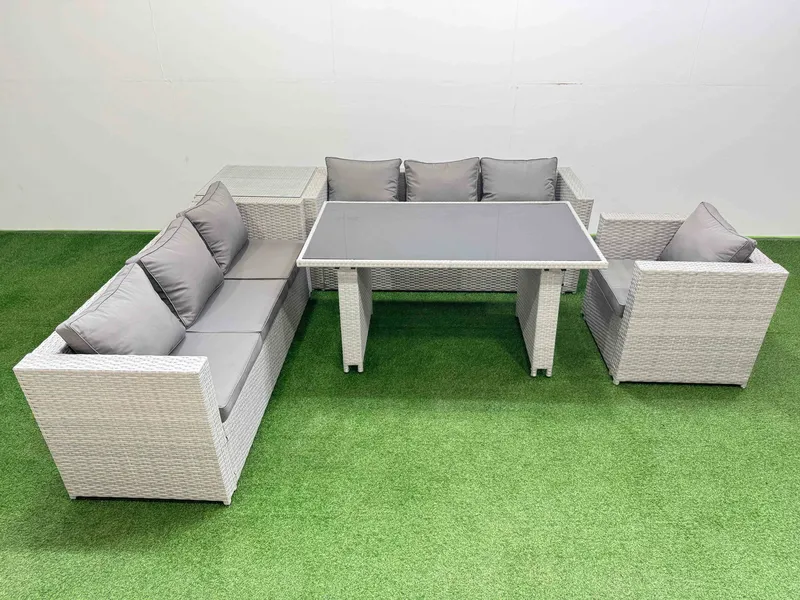 Fimous Patio Garden Furniture Sets with Side Table Light Grey Light Grey