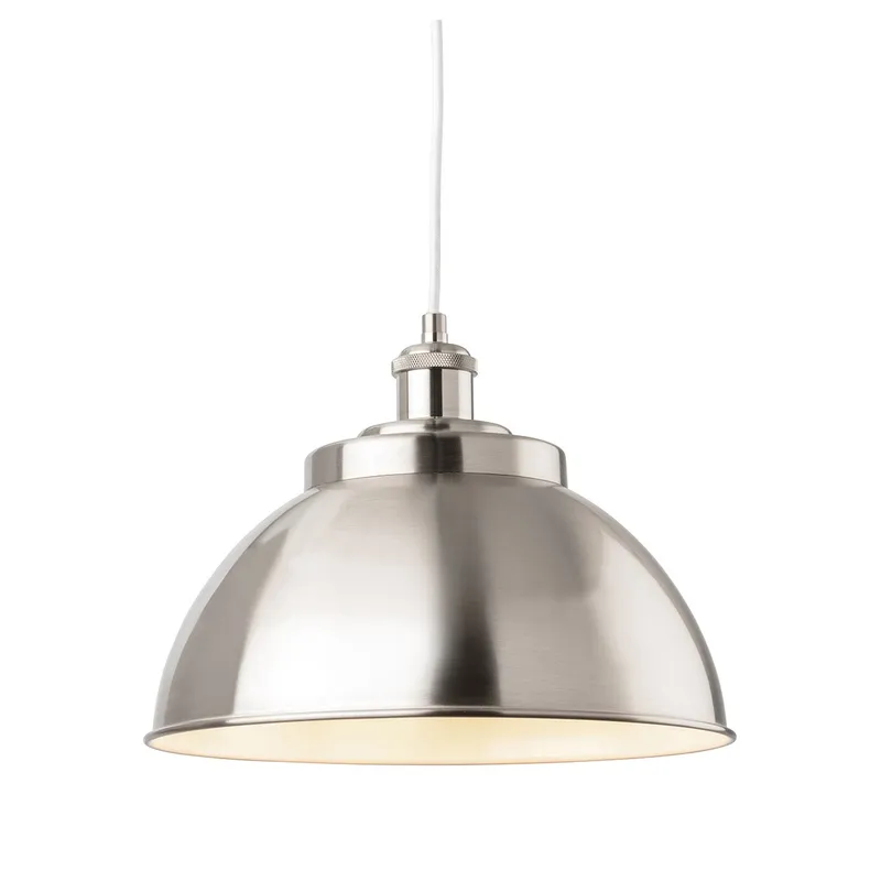 Firstlight Lighting Genoa Industrial Dome Pendant Light Brushed Steel