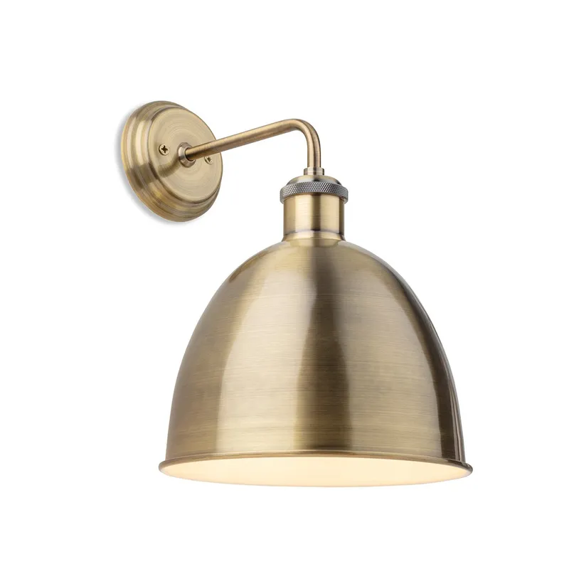 Firstlight Lighting Genoa Industrial Dome Wall Light Antique Brass