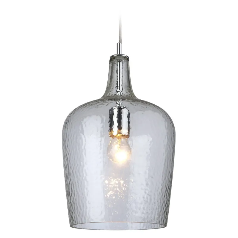 Firstlight Lighting Glass 1 Light Dome Ceiling Pendant Chrome, Clear Glass, E27