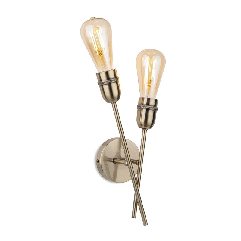 Firstlight Lighting Leon Industrial 2 Light Wall Antique Brass