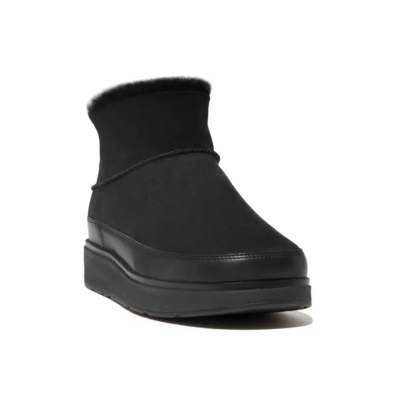 FitFlop Gen-ff Shear Black leather Womens ankle boots 9GP1-090 in a Plain Sheepskin in Size 4