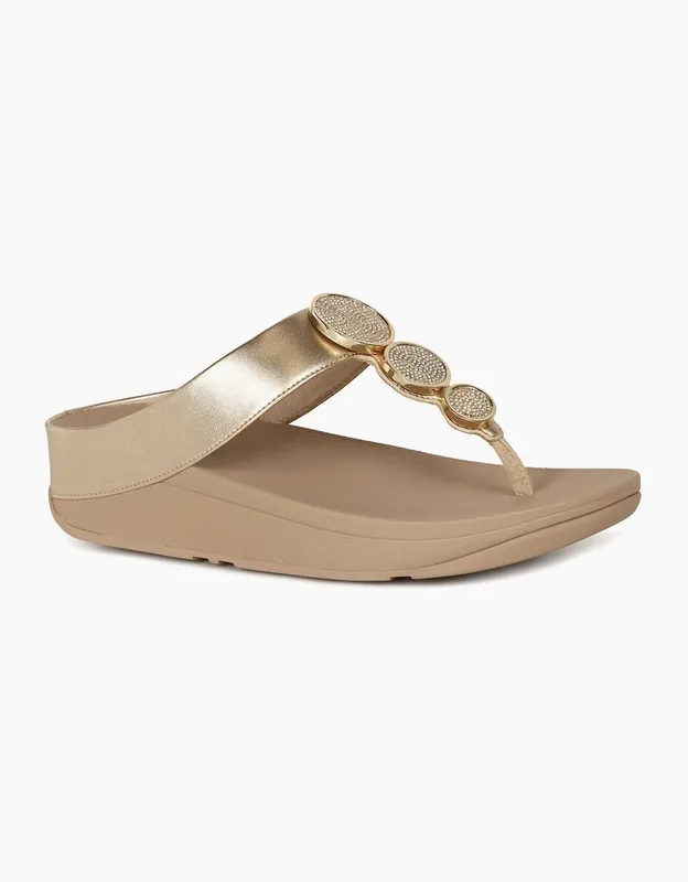 Fitflop Women's Halo Womens Toe Post Sandals - Gold - Size: 4