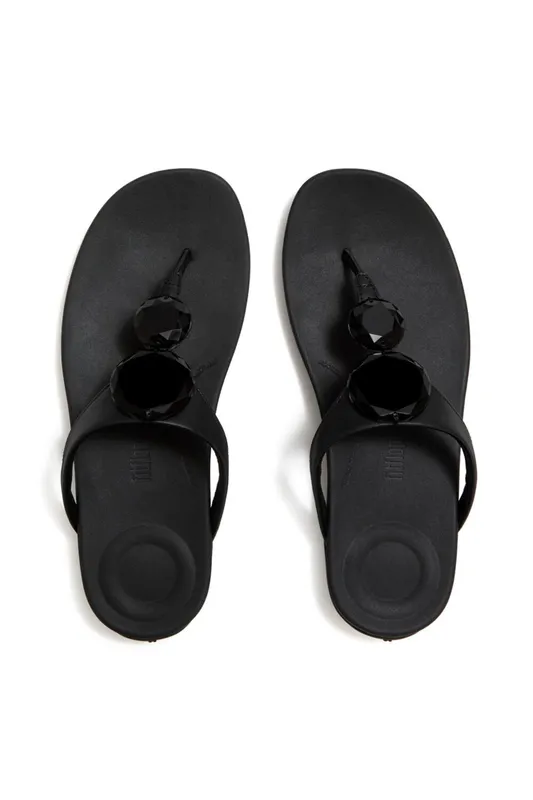 FitFlop Women's Solay Glossy-Disc Toe-Post Sandals Black Size: 5 Black 5