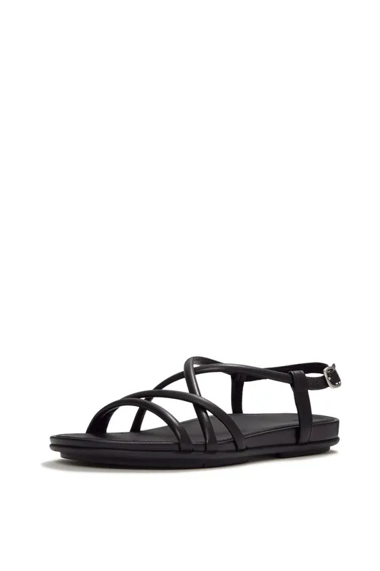 Women's Fitflop Gracie Crystal Leather Women's All Black Sandals - Size: 6