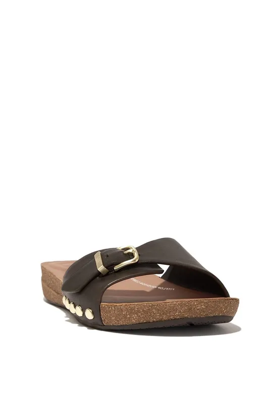 FitFlop Women's iQushion Adjustable Buckle Slides in Chocolate Size: 8 Chocolate 8