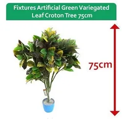 Fixtures Artificial Green Variegated Leaf Croton Tree 75cm