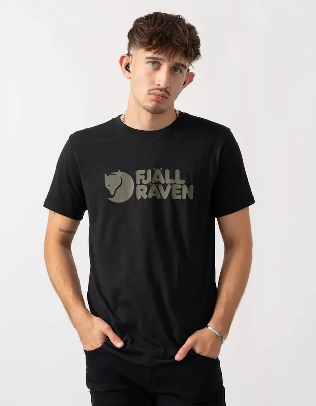 Men's Fjallraven Logo Mens T-Shirt - Black 550 - Size: 40