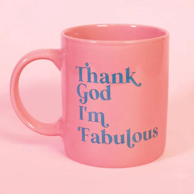 Flamingo Candles Thank God I'm Fabulous Mug in Pale Pink - Pale Pink