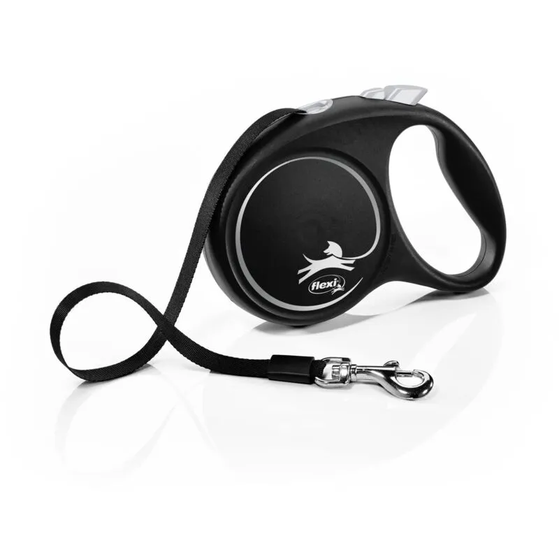 Flexi Black Design webbing leash black, 5 m - M: up to 25 kg