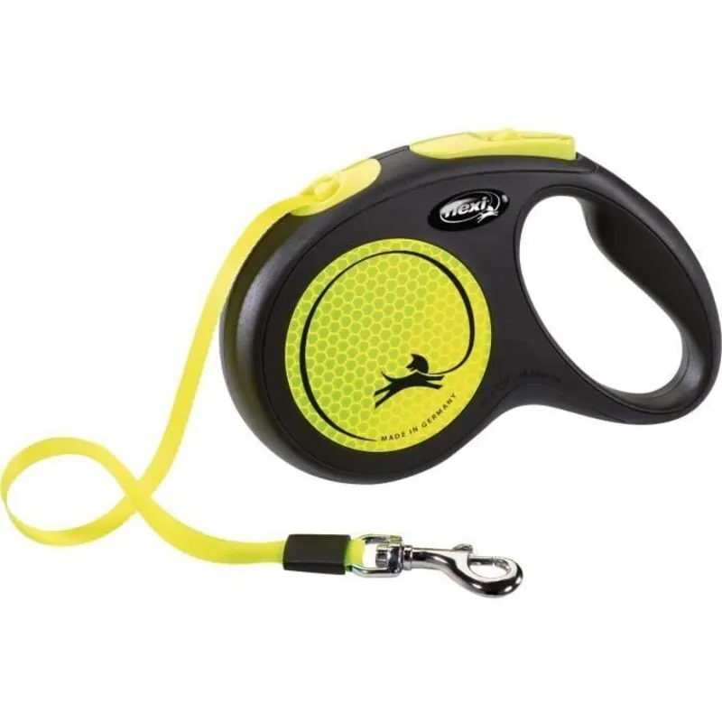 Flexi New Neon Webbing Leash - 5m - M: up to 25kg