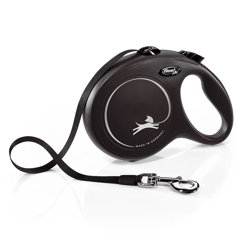 New Classic Tape Lead Large - 8m - flexi New Classic webbing leash L black, 8 m