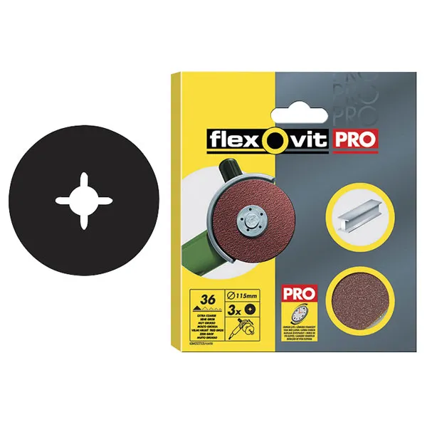 Flexovit Aluminium Oxide Fibre Discs 115mm 80g Pack of 10