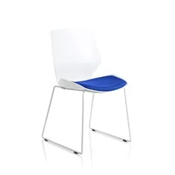 Florence Sled White Frame Bespoke Stevia Blue Fabric Visitor Chair