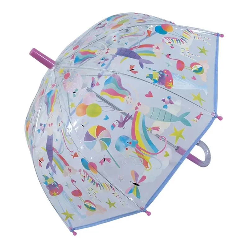 Floss & Rock Kids Colour Changing Umbrella Brolly - Clear Fantasy Multicolor