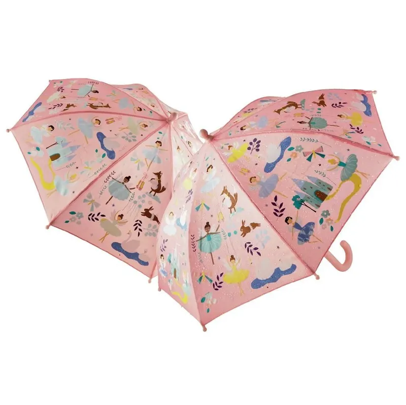 Floss & Rock Kids Colour Changing Umbrella Brolly - Enchanted Princess in Pink Pink