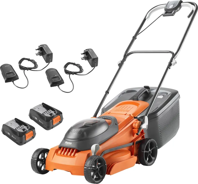 Flymo 36V EasiStore 380R Kit 2.0 Cordless Lawn Mower - Orange