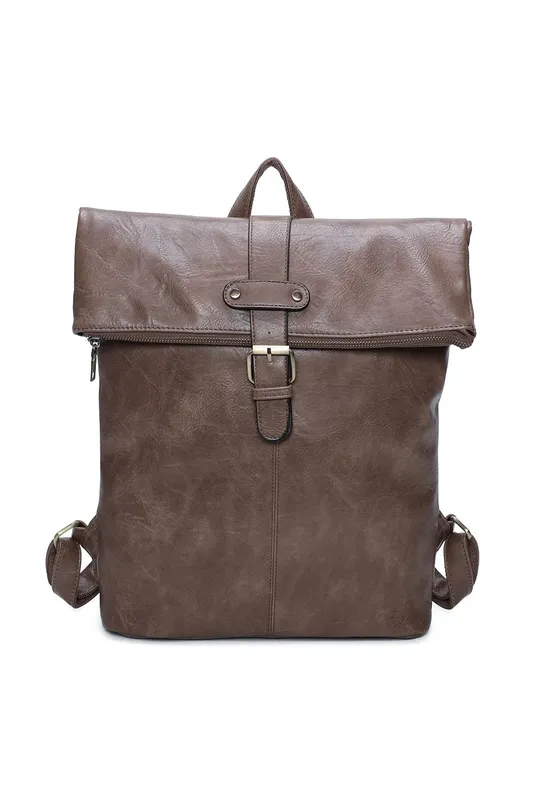 Fontanella Fashion Bravaro Unisex Foldtop Backpack in Taupe Taupe