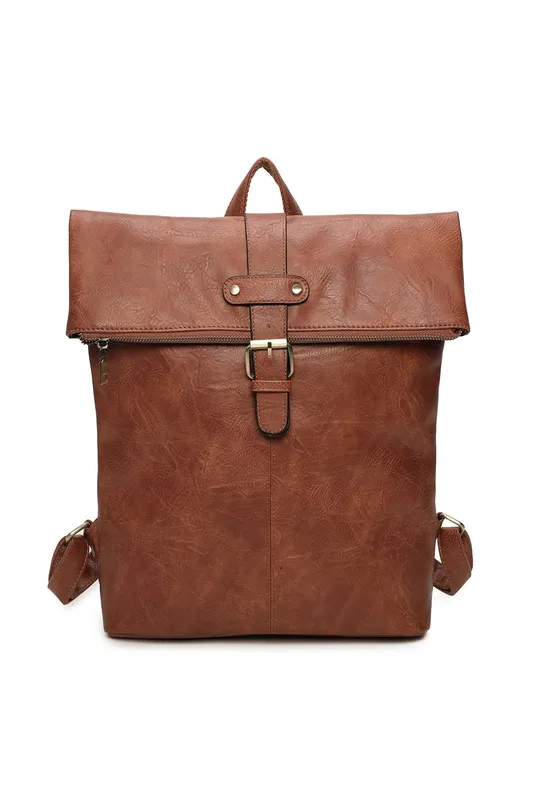 Fontanella Fashion Bravaro Unisex Foldtop Backpack in Brown Brown One Size female