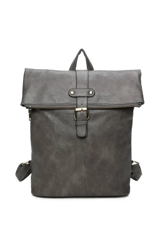 Fontanella Fashion Unisex Bravaro Foldtop Backpack in Dark Grey - Dark Grey