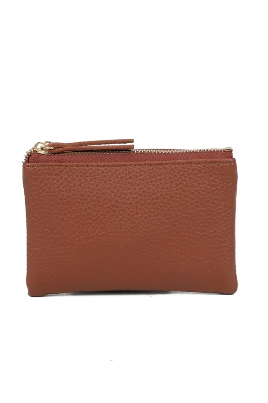 Fontanella Fashion Women's Pebbled PU Leather Wallet in Brown - Brown