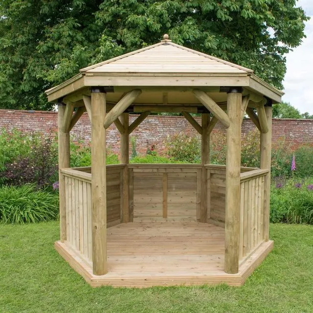 Forest Garden 10'x9' (3x2.7m) Luxury Wooden Garden Gazebo with Timber Roof - Seats up to 10 people