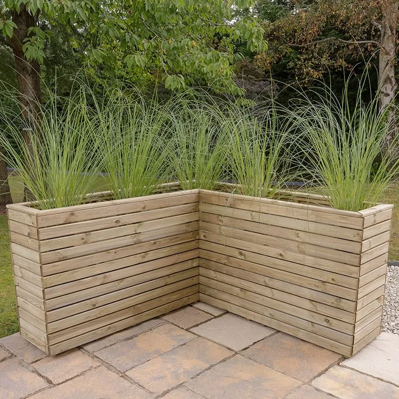 Forest Garden 5'3 x 5'3 Forest Linear Corner Wooden Planter (1.6m x 1.6m)