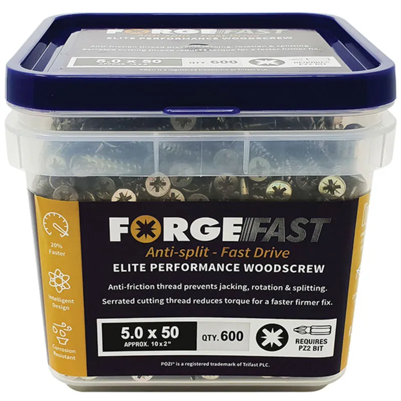 ForgeFix ForgeFast Pozi® Compatible Elite Performance Wood Screw ZY 5.0 x 5...