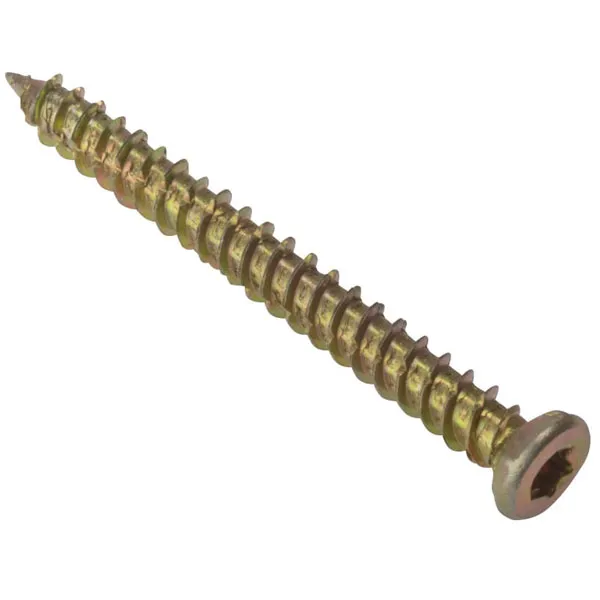 Forgefix Concrete Frame Screw Zyp 7.5 x 132mm Box 100 in Gold Gold