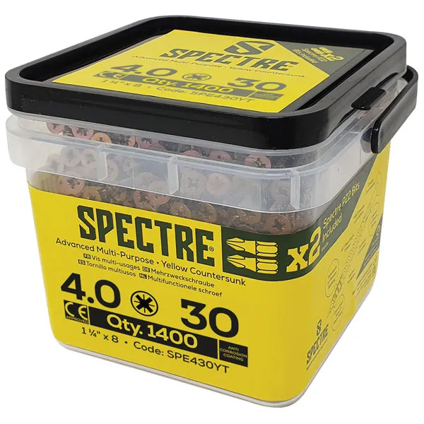 ForgeFix SPE450YT Spectre™ PZ Compatible Wood Screw Csk Zyp 4.0 x ...